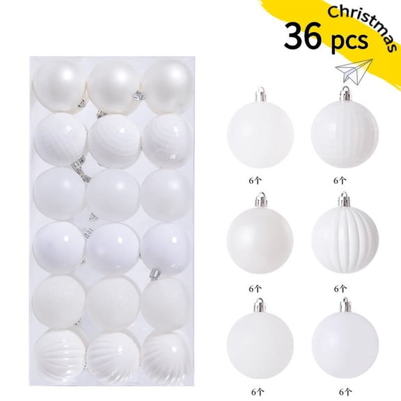 36pcs Christmas Ball Ornaments Shatterproof Christmas Ornaments Set Decorations for Xmas Tree Balls 40mm/1.57" (1.57'',White)