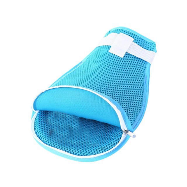 Milaget Hand Restraint Glove Mesh Cloth Elderly Portable Multifunction Security Mitt Light Blue with Zip