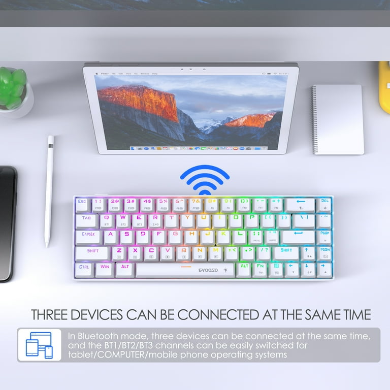 E-YOOSO Z-686 RGB Supports Bluetooth Wireless 2.4G USB 3 Mode 68