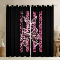 Homewish Abstract Bow-Tie Blackout Curtains Set of 2 (52x84 Each) for Female Men,Black Pink Camouflage Window Curtains,Abstract Splash Curtains and Drapes,Luxury Bedroom Decor