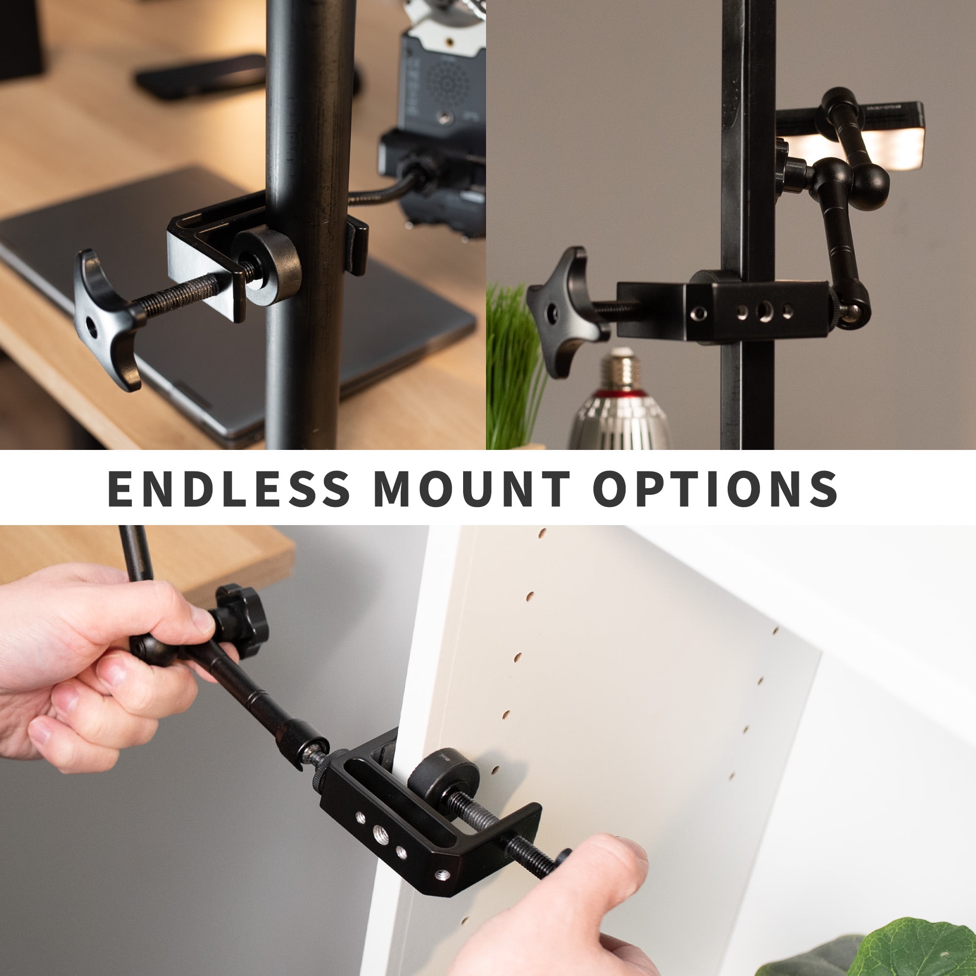 VIVO Universal Heavy Duty C-Clamps with 1/4 inch-20 and 3/8 inch-16 Sockets (x2)