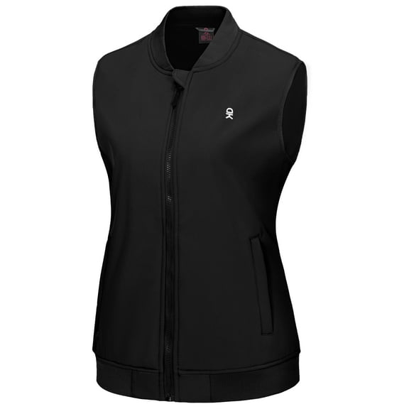 Little Donkey Andy Lightweight Fleece Lined Golf Hiking Vest for Women Waterproof Softshell Running Casual Sleeveless Jacket Black XS