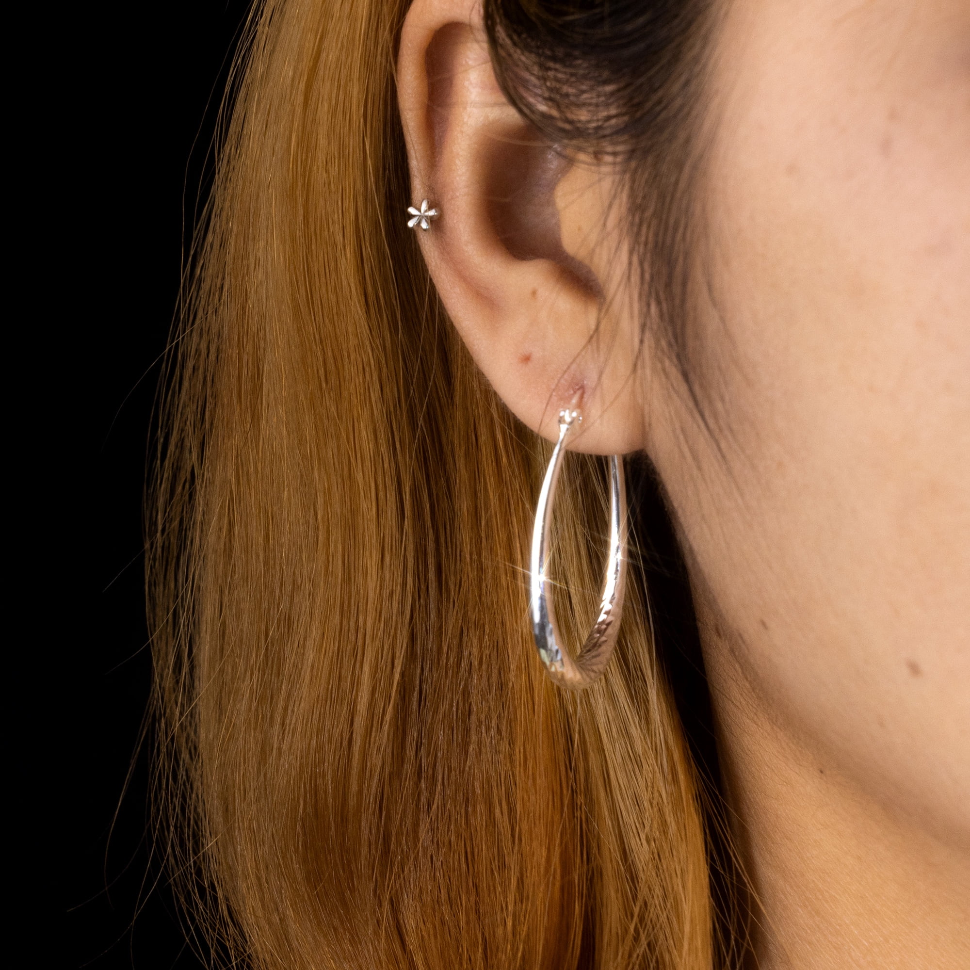 Alexcraft Silver Oval Hoop Earrings Hypoallergenic 14K Gold Plated Sterling Silver Lightweight Oval Hoop Earrings for Women