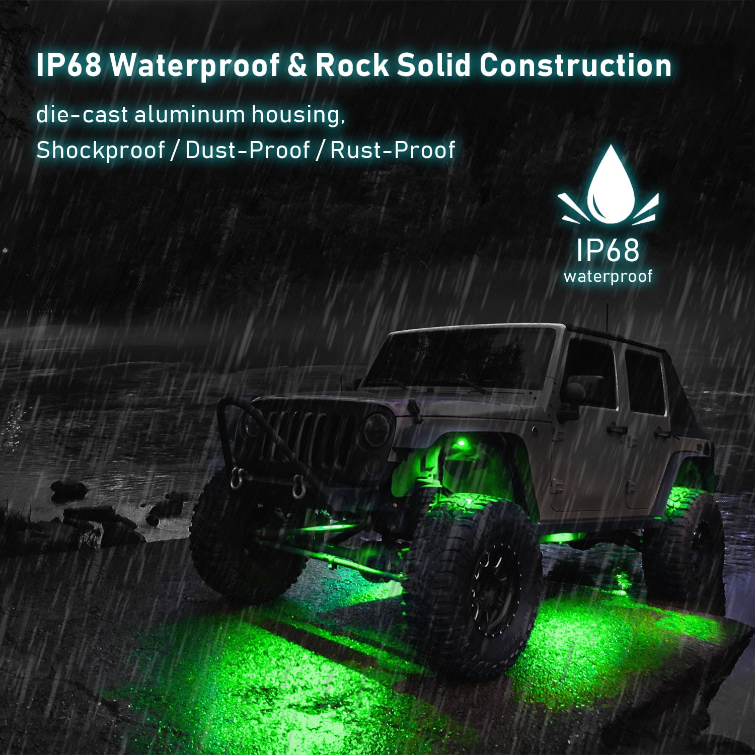 8 Pods RGB LED Rock Lights Wireless APP Control Music Mode Waterproof for Truck UTV ATV