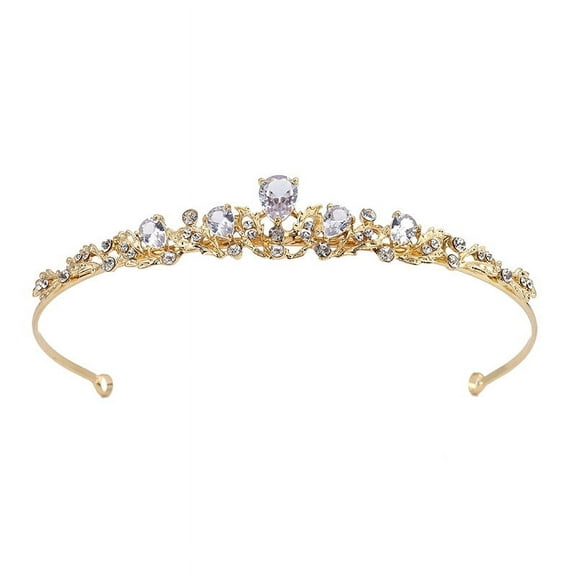 Nvzi-c Wedding Tiara for Bride Princess Tiara Headband Bridal Crown,Crystal Rhinestone Hair Jewelry Decor for Queen Bride Birthday Prom Wedding Pageant Halloween Costume Party(Gold)