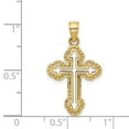 thumbnail image 3 of FB Jewels 14K Yellow Gold Cut-out Budded Cross Charm, 3 of 4
