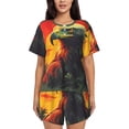 thumbnail image 1 of Balery Hawaiian Style Bald Eagle Conjunto de Pijama para Mujer con Estampado, Dos Piezas de Manga Corta y Shorts, Ropa de Dormir Suave con Cuello Redondo y Bolsillos-4X-Large, 1 of 6