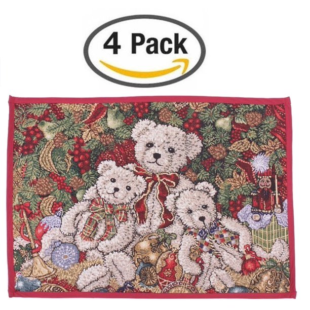 Christmas Holiday Tapestry Placemats Set of 4 - Walmart.com - Walmart.com