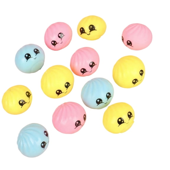 12Pcs Mini Colorful Dumpling Squishy, Cute Squishy Dumpling Large, Squishy Dumpling Doll with Cute Expressions, Silicone Bun Sensory Fidget Dolls, Hand Pinching Decompression Dolls