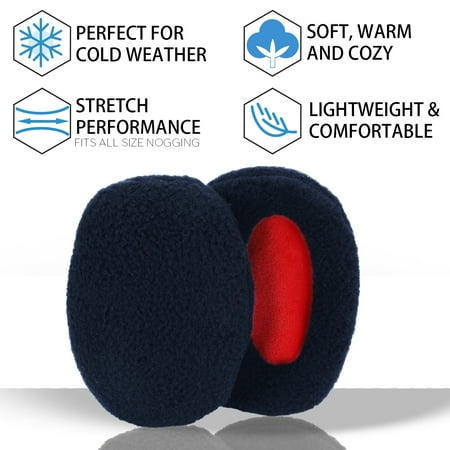 

MUCH 1Pair Bandless Ear Muffs Universal Soft Winter Warm Fleece Ear Covers for Children and Adults (Blue) 9*7cm