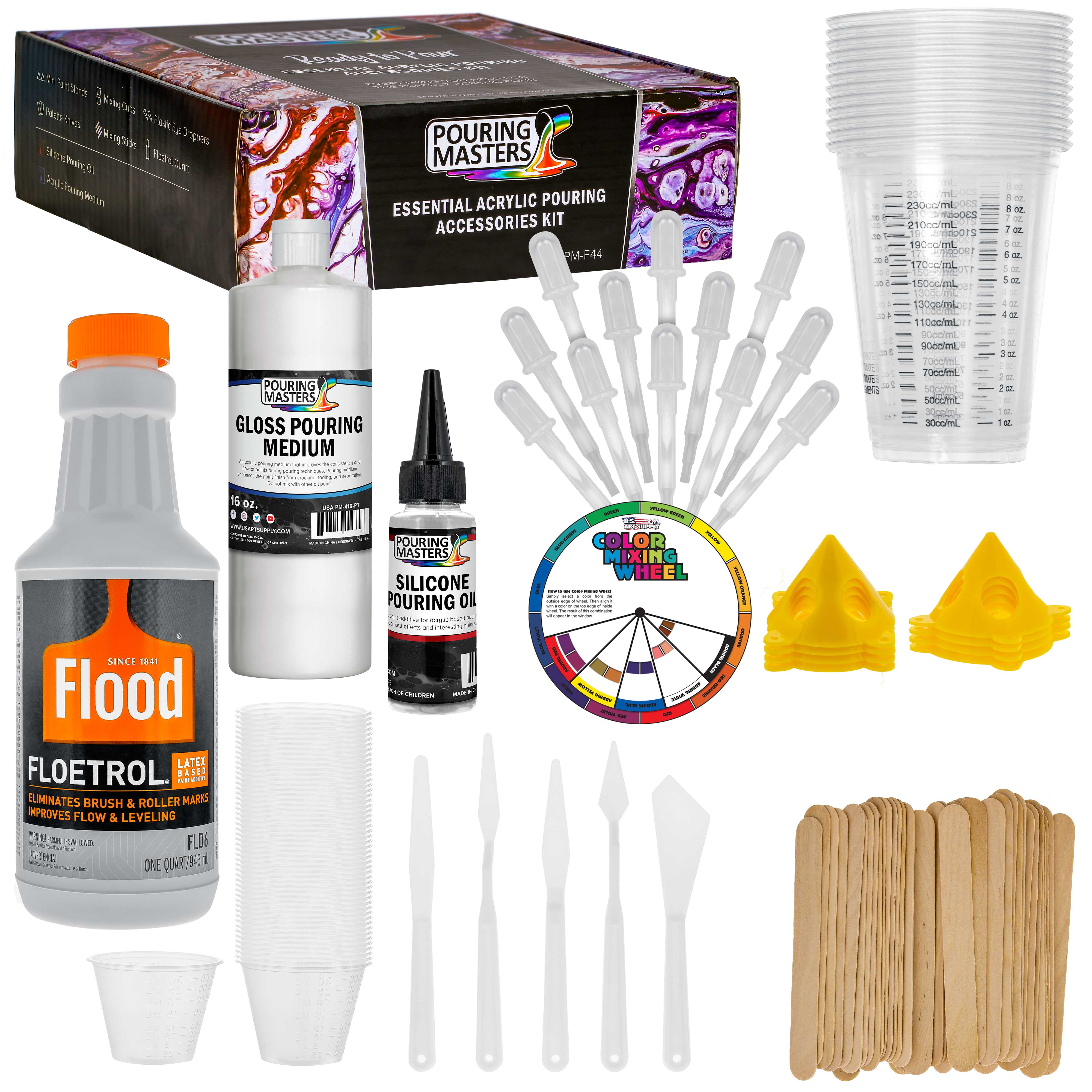 U S Art Supply 1 Quart Floetrol Additive Pouring Supply Paint Medium Deluxe Kit For Mixing Stain Epoxy Resin Walmart Com