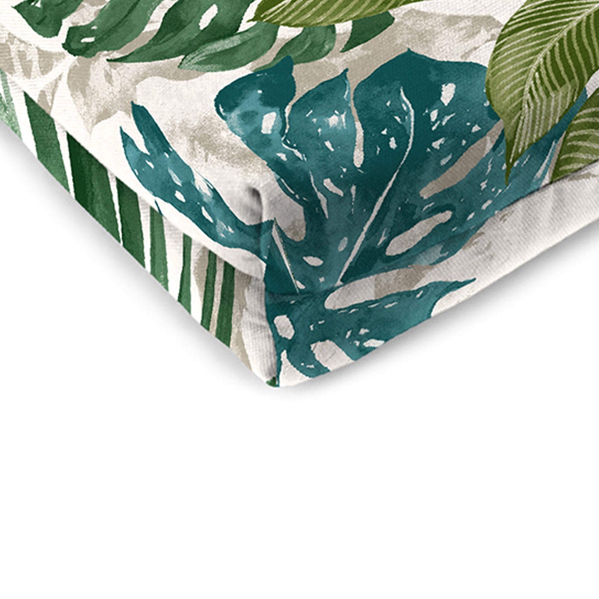 Jordan Manufacturing 17" x 19" Piermont Palm Multicolor Leaves Rectangular Outdoor Chair Pad Seat Cushion with Ties (2 Pack)