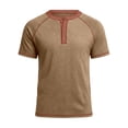 thumbnail image 5 of Henley Shirts for Men Summer Raglan Short Sleeve Color Block Casual Loose T-Shirts Lightweight Basic Tees, 5 of 5