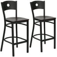 thumbnail image 2 of Flash Furniture 2 Pk. HERCULES Series Black Circle Back Metal Restaurant Barstool - Mahogany Wood Seat, 2 of 8