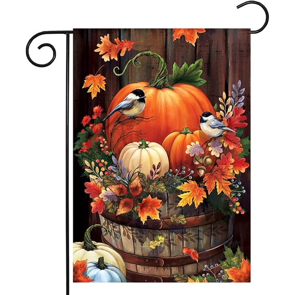 Fall Garden Flags for Outside 12x18 Double Sided,Thanksgiving Pumpkin Garden Flags for Outside Decor Autumn,Halloween Front Porch Small Yard