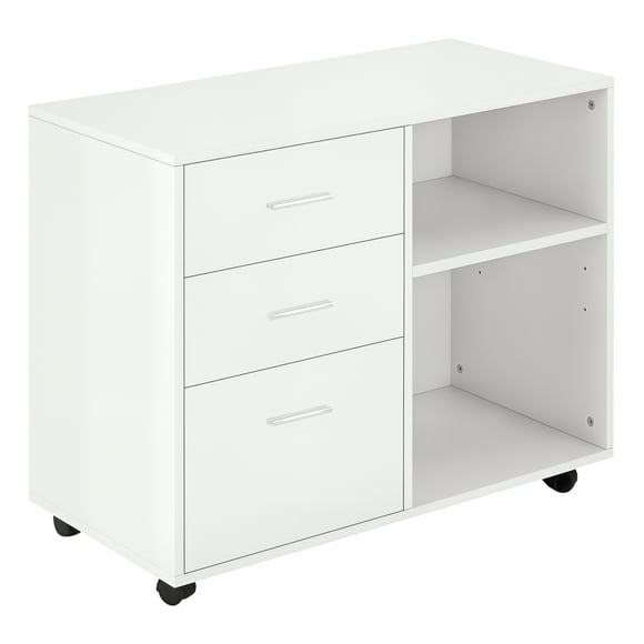 HOMCOM Printer Stand Mobile Printer Table W/ Storage Wheels White