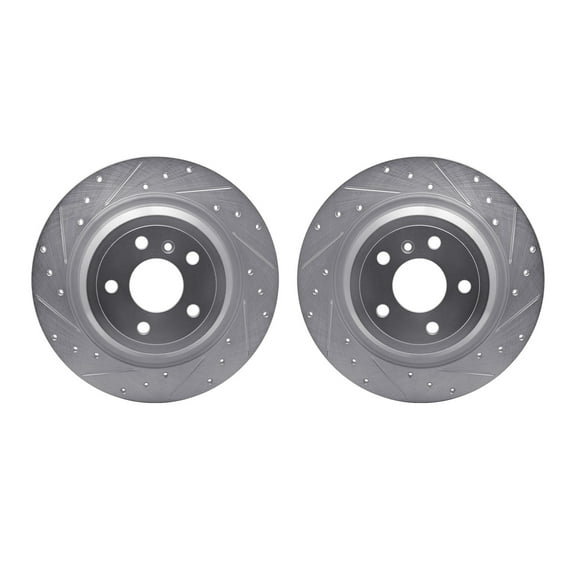 Dynamic Friction Company Rear Brake Rotors-Drilled and Slotted-Silver 7002-63123