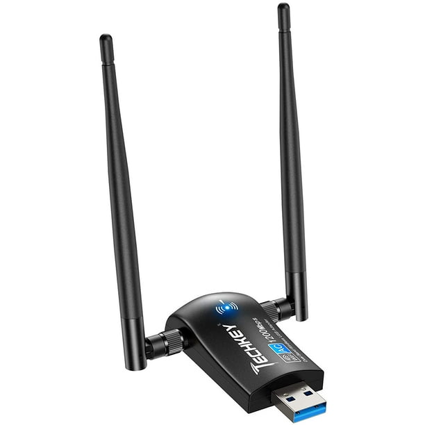 Adaptateur WiFi, Adaptateur WiFi USB Techkey pour PC AC1200Mbps Double  Bande 2,42ghz / 300mbps 5.8ghz / 867mbps 5dBi Antennes WiFi 