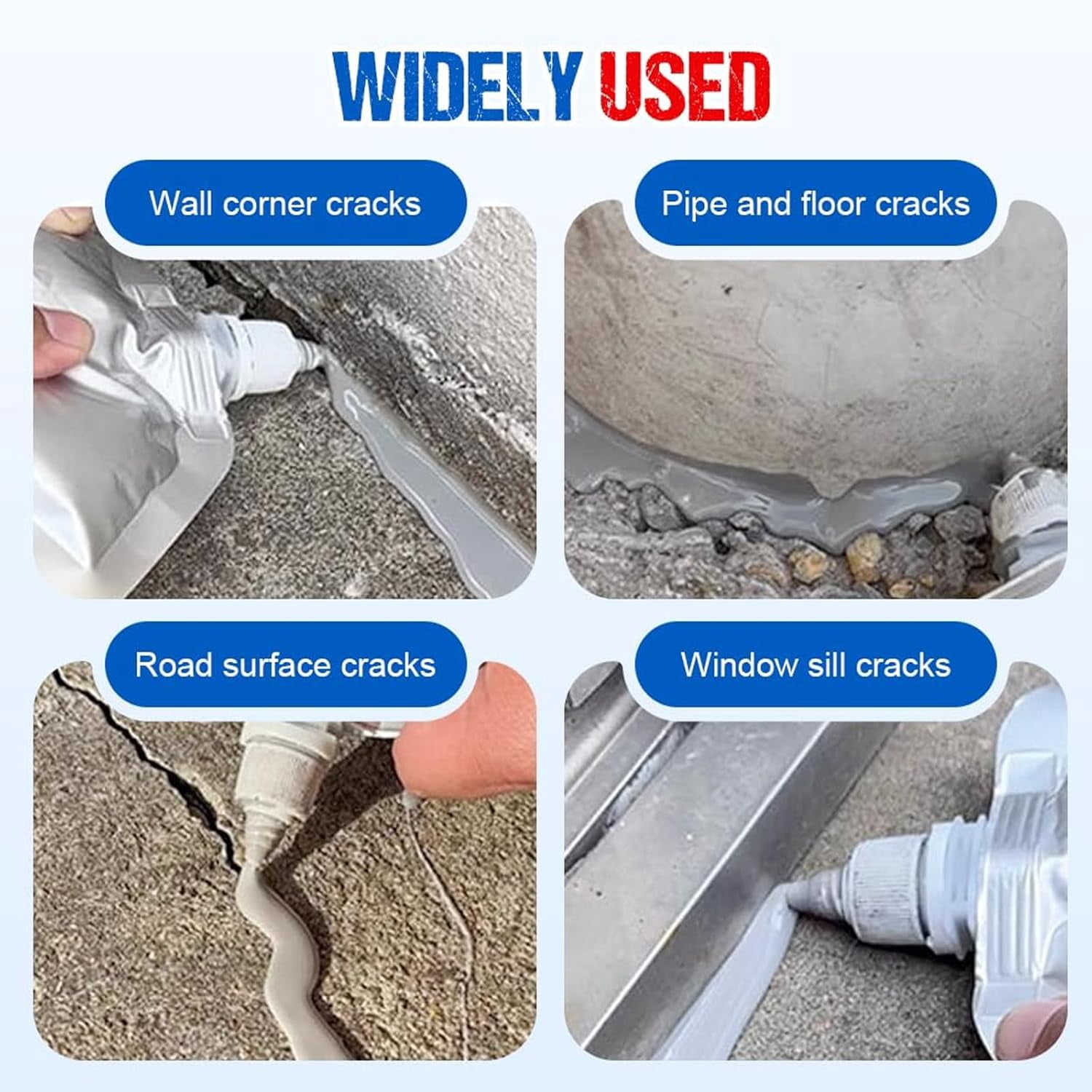 Detroitrain Concrete Crack Filler, Waygo Concrete Repair, Heavy-Duty Concretes Crack Repair Adhesive -Quick-Drying Waterproof Sealer for Outdoor Concretes, and Renovations (Black, 500g)