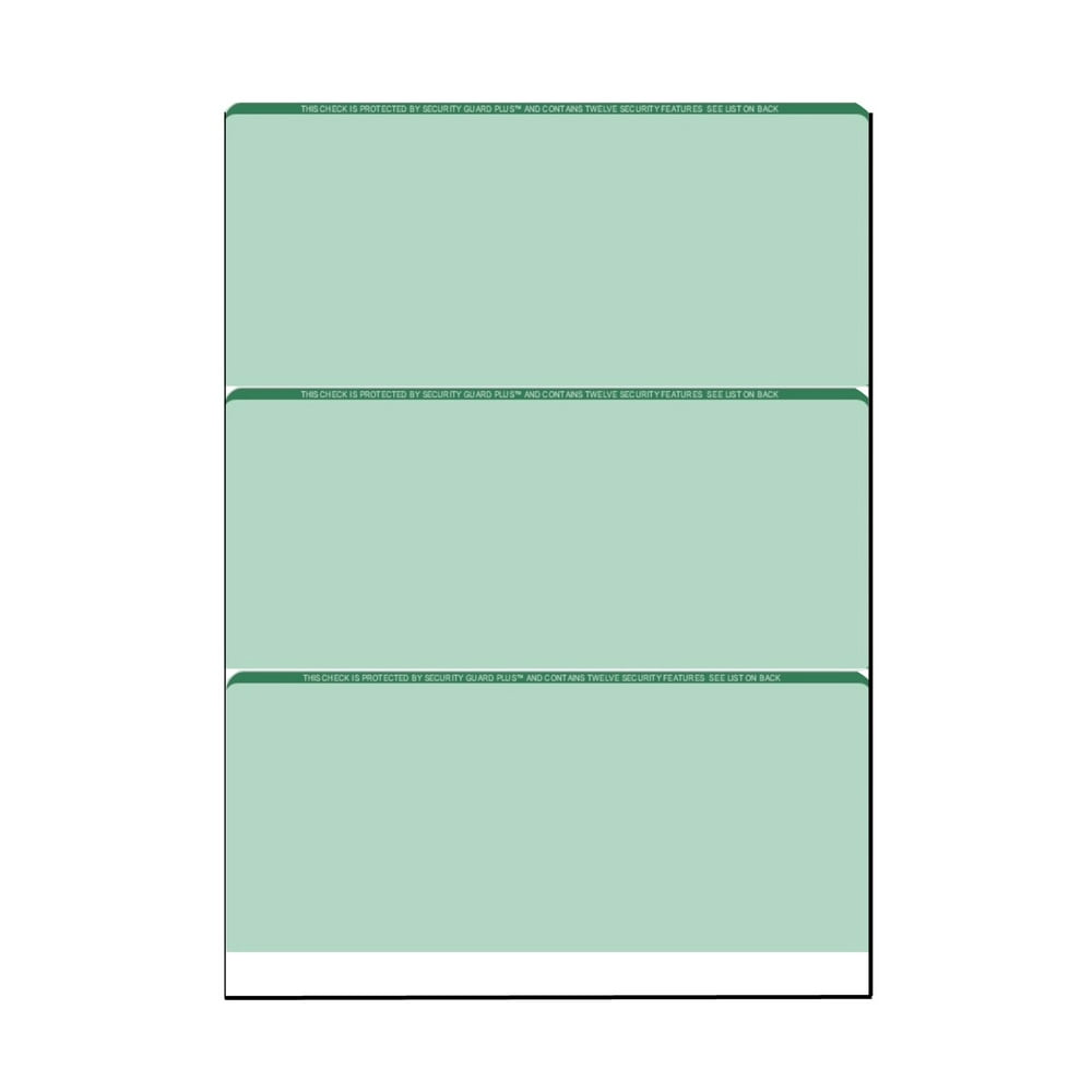 Zapco HighSecurity Check Paper, Green w Complex Background Pattern, 81/2" x 11", Microperfed