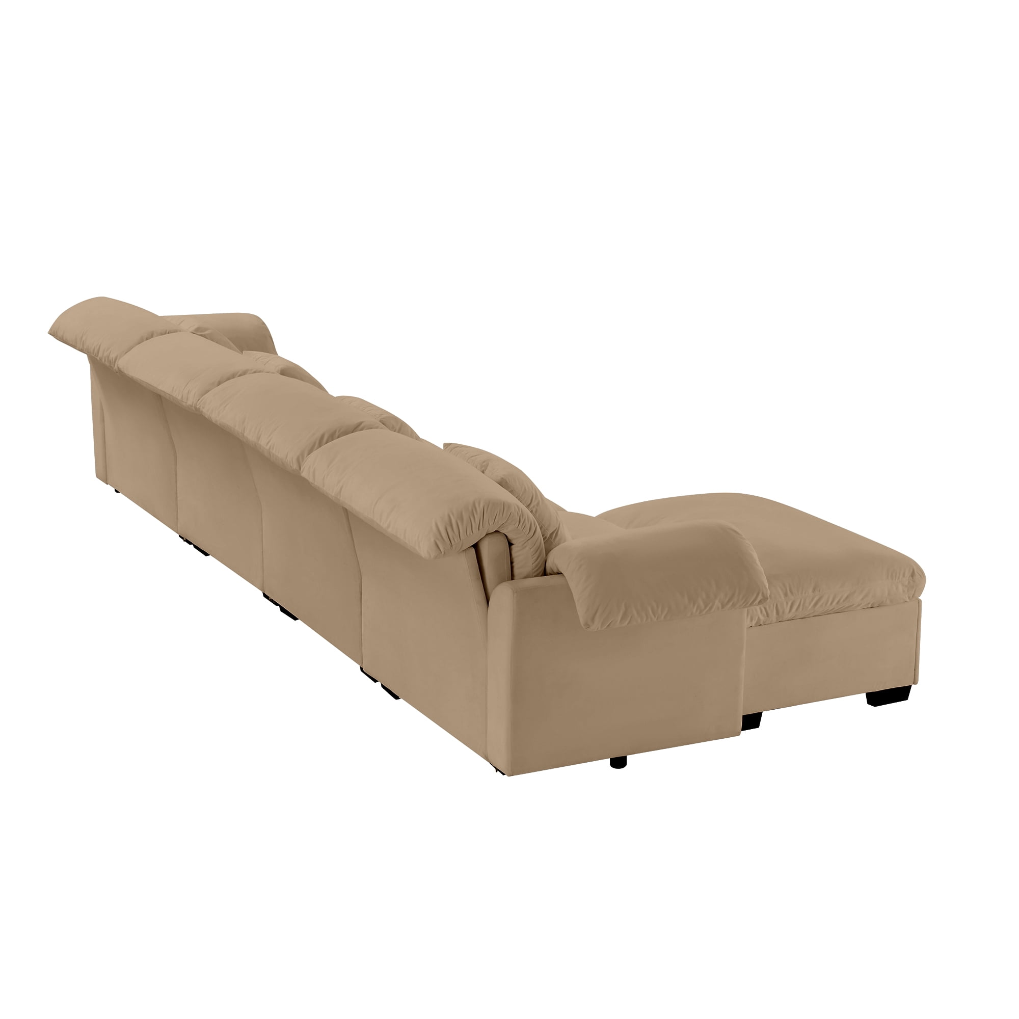 Gewnee Modern 4 Seaters 154.7"Deep Seat Comfy Velvet Oversize Sofa Couch with 1 Storage Footstool and 4 Waist Pillows for Living Room