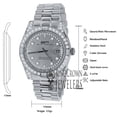 thumbnail image 6 of Full Stainless Steel 18K White Gold Tone Simulated Diamond Mens Watch 40mm W/Date, 6 of 8