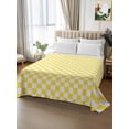thumbnail image 2 of Yellow White Plaid King Size Flat Sheet, Wrinkleproof & Fadeproof Cooling Flat Bed Sheet Only, Modern Retro Geometric Checkered Breathable Soft Bedding Top Sheets 105 x 98 Inches, 2 of 8