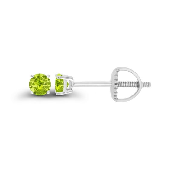 Decadence 925 Sterling Silver 3mm Round Natural Green Peridot August Birthstone Screwback Stud Earrings