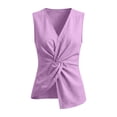 thumbnail image 5 of FchengtaiS Women's Twist Knot Front Tank Top Cotton Linen V Neck Sleeveless Shirts Summer Casual Y2K Tops, 5 of 7