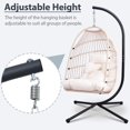 thumbnail image 6 of UHOMEPRO Hanging Egg Chair with Stand, Patio PE Wicker Swing Chair with Cushion and Headrest, Outdoor Hammock Egg Chair for Home Bedroom Patio Balcony, 350 lbs Capacity, Beige+Beige, 6 of 8