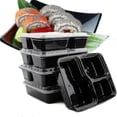 thumbnail image 1 of 10 Pack Premium 3 Compartment Stackable Microwave Re-usable Lunchbox Food Container Meal Prep Preparation Boxes A, 1 of 1