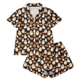 thumbnail image 2 of SAKMAL Cute Pajamas for Women Halloween 2PC Ghost Pumpkin Print Short Sleeve Top & Shorts for Ladies Holiday Sleepwear Set,M, 2 of 8
