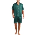thumbnail image 1 of Conjunto de Pijamas de Satén INSPIRE CHIC para Hombre, Pijamas de Manga Corta de Dos Piezas con Bolsillos, Pijamas Suaves para Dormir en la Noche, Color Verde, 1 of 6