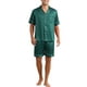 thumbnail image 1 of Conjunto de pijamas de satén INSPIRE CHIC para el Día del Padre, pijamas de manga corta para hombres, ropa de casa de dos piezas con bolsillos, pijamas suaves para dormir XL verde, 1 of 6