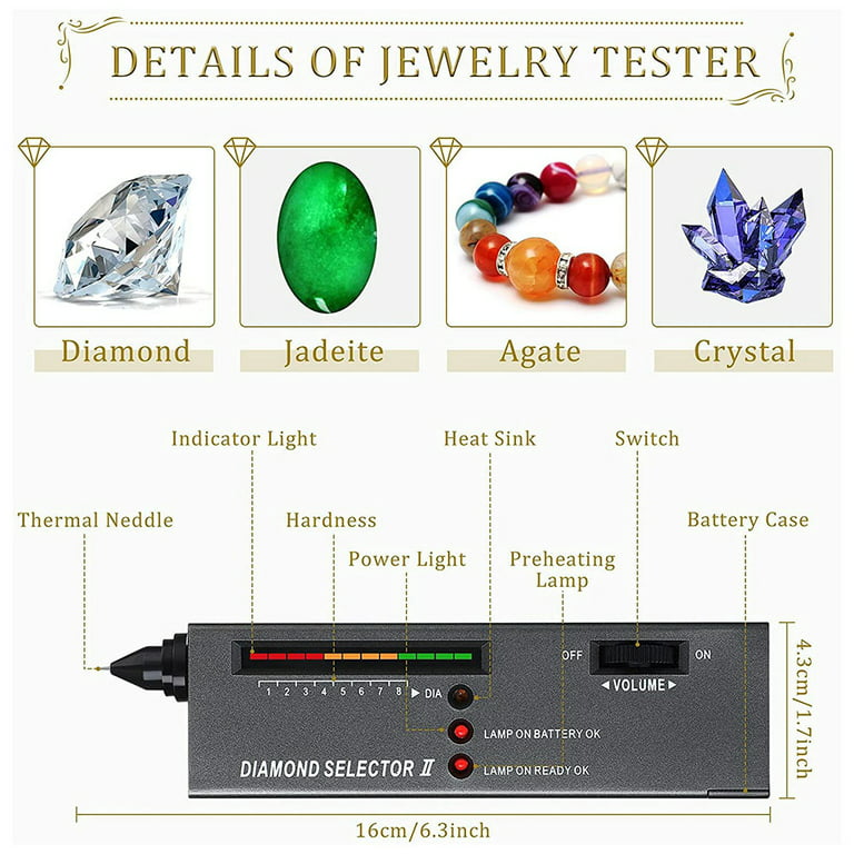 Diamond Tester Jewelry Diamond Detector Gem Diamond Tester Pen 30X 60X  Illuminated Jewelry Eye Loupe Distinguish Tool 