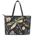 thumbnail image 2 of ZUXONGSY Dragonfly Floral Print Handbag for Women Fashion Satchel Handbags Practicality Top Handle Tote Bag with Zippered for Business Shopping, 2 of 6