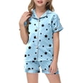thumbnail image 5 of Zshosam Teen Pjs Little Girl's Pajama Sets Printed Short Sleeve Button Tops Shorts Sleepwear PJ's Size 2T 3T,(Light Blue 2-3 Years), 5 of 5