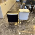 thumbnail image 7 of Office Trash Can with Lid, Black Bathroom Trash Can with Gold Edge, Modern Narrow Garbage Can with Legs, Slim Plastic Trash Bin for Bedroom, Living Room,Kitchen,Toilet, 4 Gallon, 7 of 7