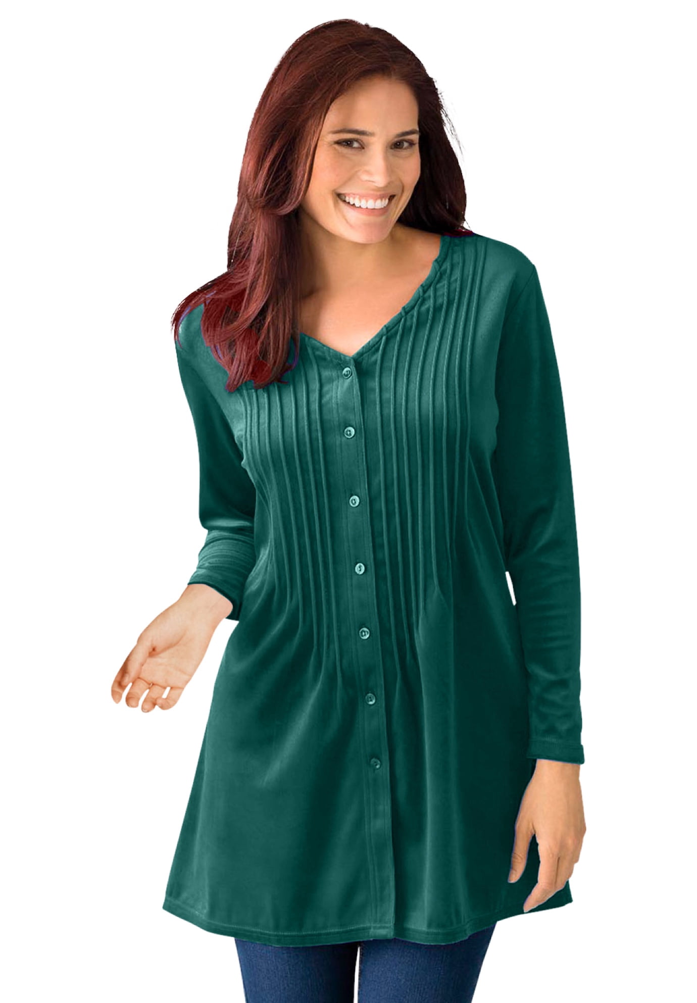 Plus Size Knit Velour Tunic Shirt 