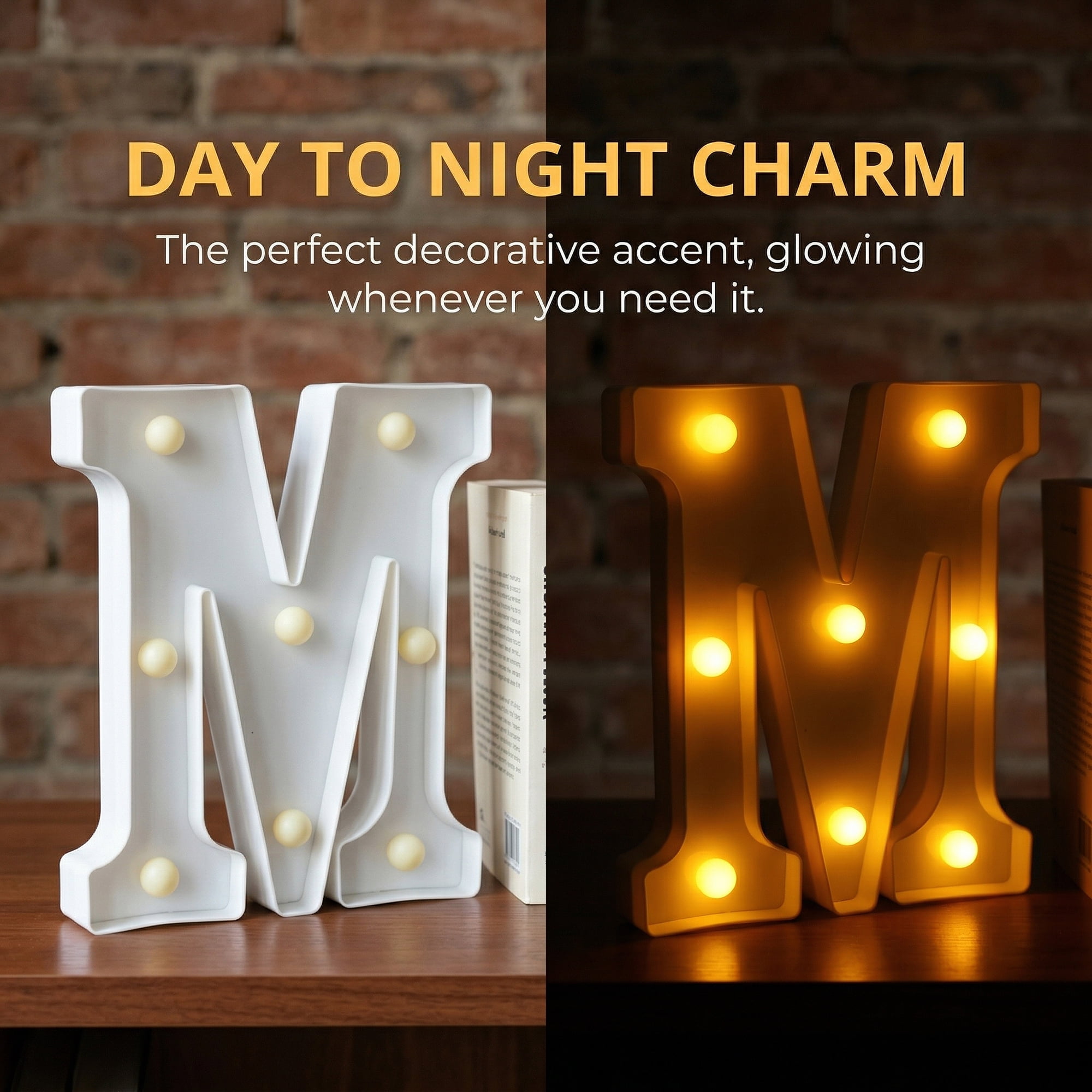 Unique Bargains Marquee Letters With Lights LED Light Up Signs Letter M 5.5"L x 1.3"W x 8.1"H