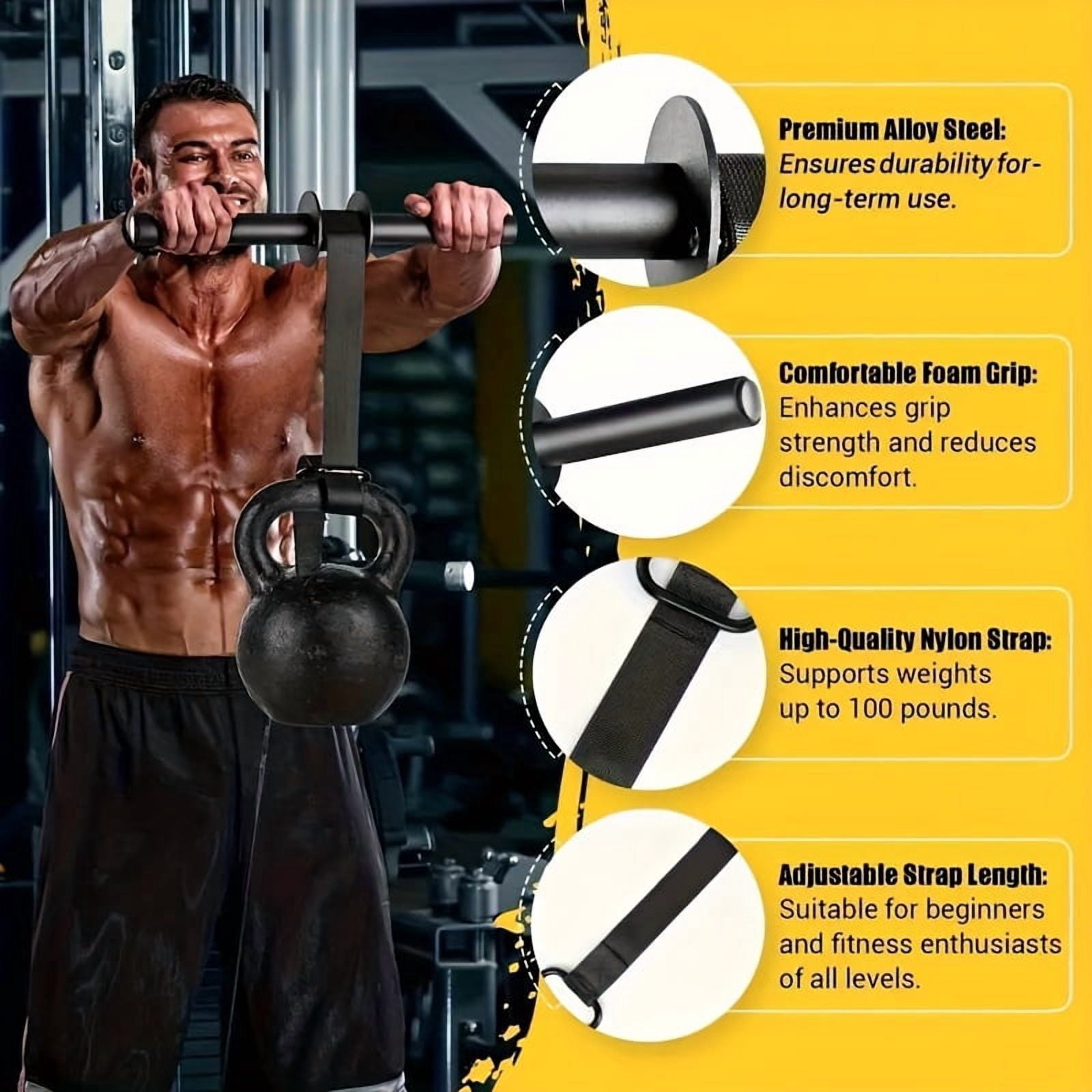 1pc Iron Wrist and Forearm Strengthener, Muscle Training Bar, Power Training Equipment, Black, Universal Fit, No Power Required, Fitness & Outdoor Sports Gear