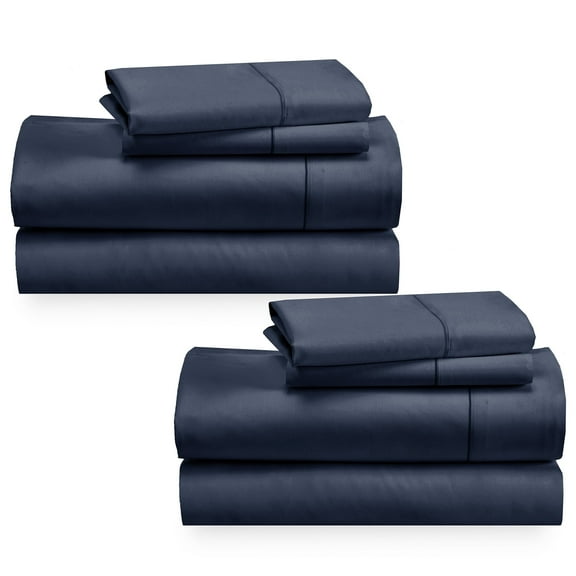 California Design Den 2-Pack Sheets Full Size Bed - 400 Thread Count 100% Cotton Sateen - Soft, Breathable 2 Sets of Deep Pocket Bed Sheets -Indigo Dusty Blue