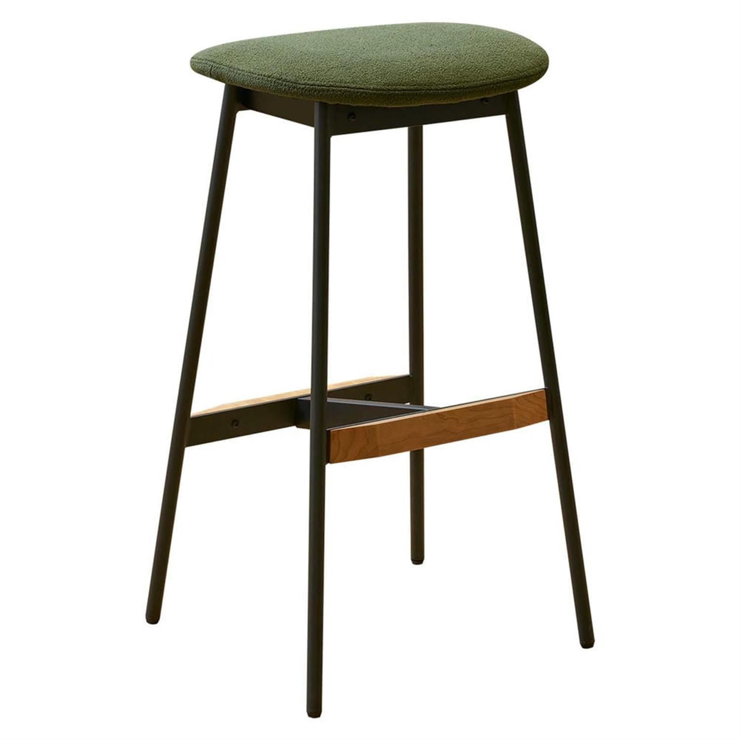 Demi Bonn 25" Counter Height Bar Stools Set of 2, Soft Fabric Upholstered Barstools, Kitchen Island Countertop Chairs for Dining Room, Green