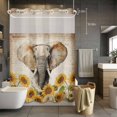 thumbnail image 3 of Farmhouses No Hook Shower Curtain with Snap in Liner Elephants And Sunflowers Vintage Brown Background Waterproof Bathroom Shower Curtain with See Through Top Window for Bathtub 72" x 84", 3 of 9