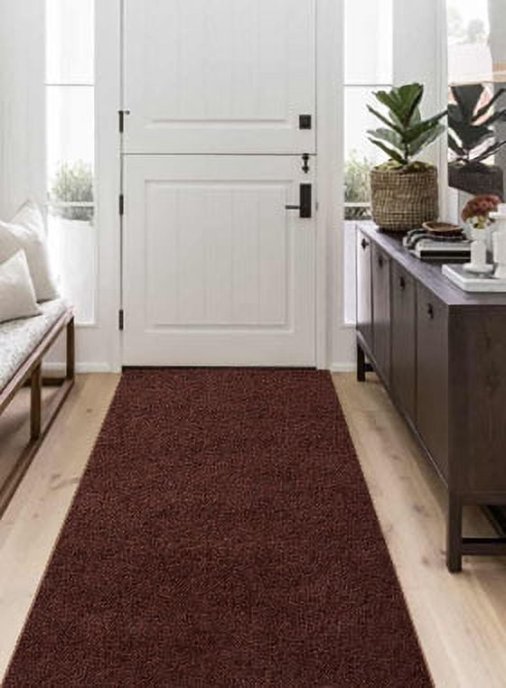 BESTVUE Area Runner Rug Outdoor Non Slips Carpet Runners Indoor Utility Rugs Mat for Kitchen Hallway Entryway Garage with Rubber Backing Dark Brown 2ft x 8ft