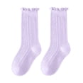 thumbnail image 2 of FSYBOA Girls Knited Socks, Soft Stretchable Casual Summer Kids Crew Socks Purple Size 1-3T, 2 of 5