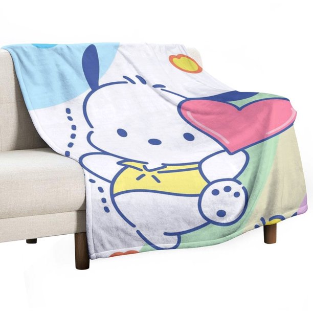 Manta Pochacco de tela de superficie vertical súper suave de varios tamaños, acogedora y cálida, adecuada para cama, sofá, campamento, viajes, para todas las estaciones, liviana y compacta de 55 x 70