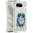 thumbnail image 3 of Liquid Case for Google Pixel 8 Case Glitter Cute Stylish Silicone Quicksand Sparkle Shockproof Protective Slim TPU Clear Case for Women Girls Case for Google Pixel 8 Pearl Owl YB, 3 of 7