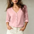 thumbnail image 2 of YgkuHd Womens Cardigans Lightweight 100% Cotton V-Neck Long Sleeve Breathable Comfort Relaxed Top,Pink_3XL, 2 of 5