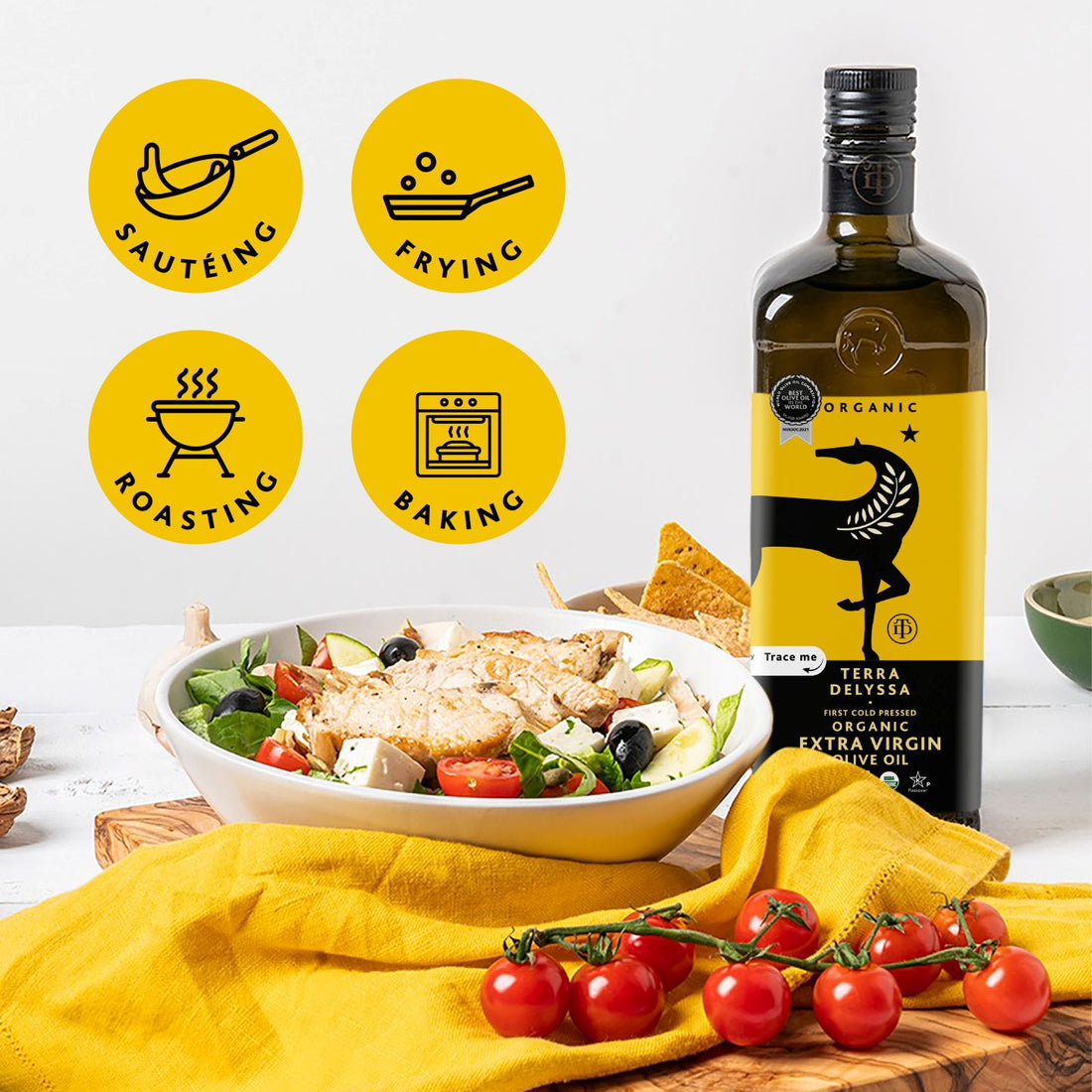 (Pack of 6), Terra Delyssa Organic Extra Virgin Olive Oil, 34 fl oz